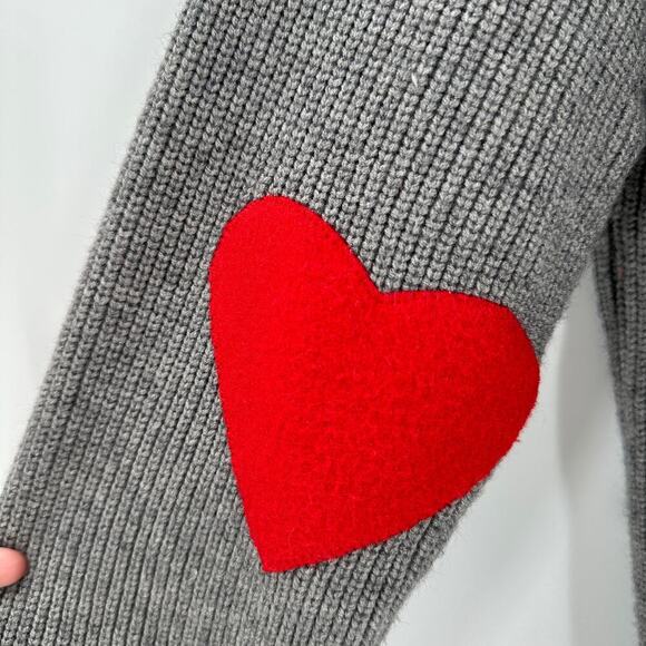 Gray Turtleneck Sweater with Red Heart Patches - Picture 6 of 15